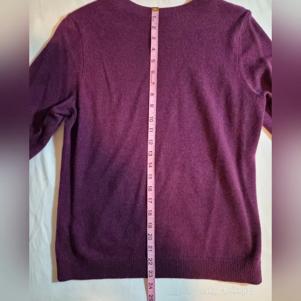​Talbots Plum Purple 100% Cashmere Long Sleeve Knit Sweater LP - Picture 7 of 8